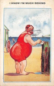 Lot262 comic postcard i know i m much behind fat woman uk