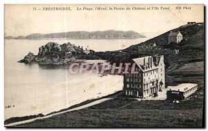 Old Postcard Trestraou La Plage du Chateau Pointe and daughter Tome