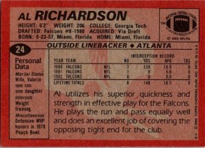1983 Topps Football Card Al Richardson Atlanta Falcons