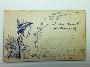 Vintage Postcard 1905 I am much Distressed by Readudovig Man Smoking a Cigar