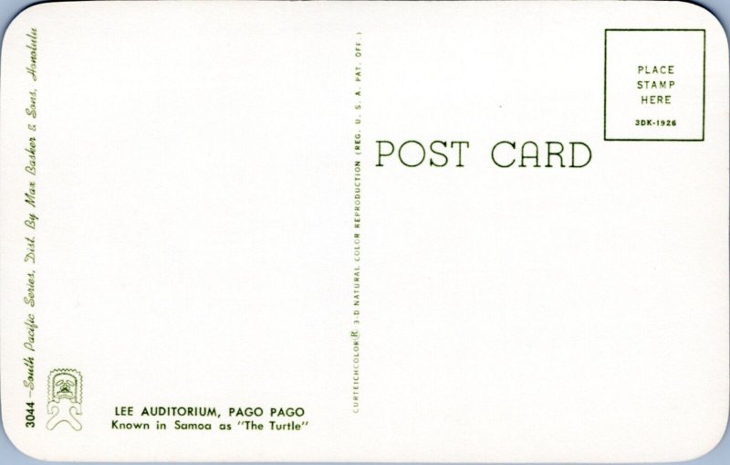 Postcard Oceania - Samoa - Pago Pago Lee Auditorium 