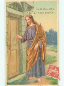 foreign 1906 Religious Postcard JESUS KNOCKING OUT THE DOOR AC2983