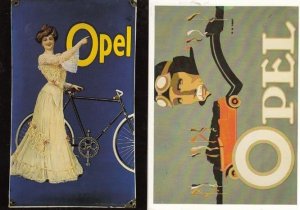 Opel Bicycle Motor Racing Car 2x Poster French Advertising Postcard s