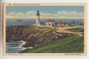 P2802, 1939 postcard yaquina light house yaquina head oregon coast highway view