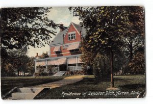 Akron Ohio OH Damaged Postcard 1910 Residence of Senator Dick