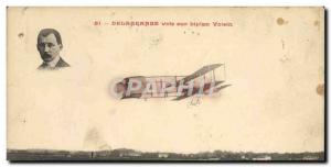 Old Postcard Jet Aviation Delagrange flies on Voisin biplane