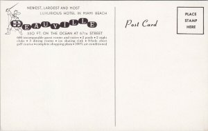 Deauville Hotel Miami Beach FL Florida Pool Golf Unused Vintage Postcard F74 