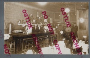 Bemidji MINNESOTA RPPC 1910 INTERIOR RESTAURANT Advertising Signs BROWN'S MN