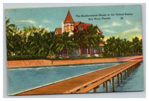 Vintage 1953 Postcard Southernmost House in the United States Key West Florida