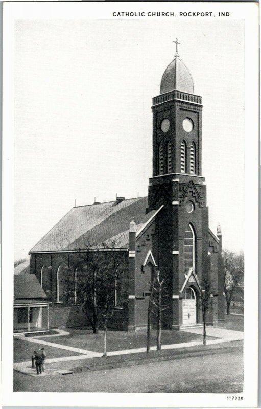 View of Catholic Church, Rockport IN Vintage Postcard K28