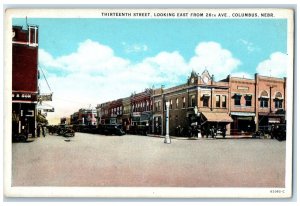 c1940's Thirteenth Street Looking From 26th Avenue Columbus Nebraska NE Postcard