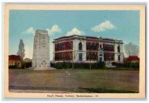 c1940's Court House Yorkton Saskatchewan Canada Vintage Posted Postcard