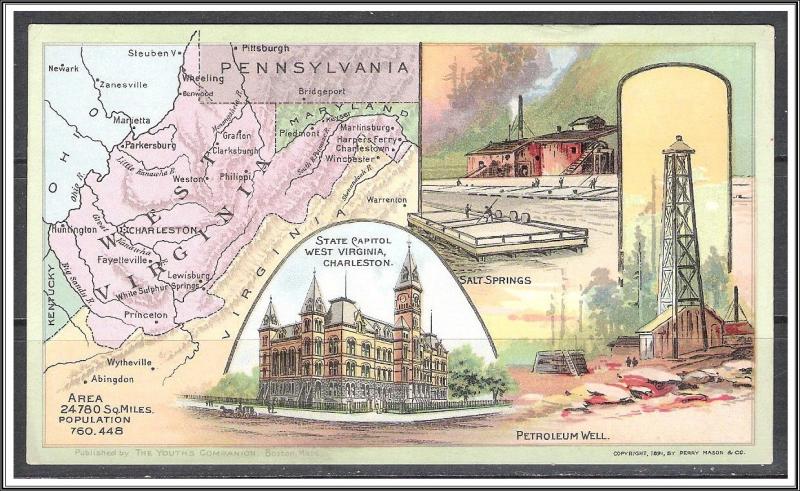 West Virginia Youth's Companion Map c1891 - [WV-008]