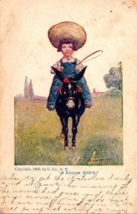 Boy Riding Donkey Rough Rider 1908