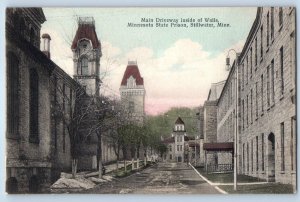c1910 Stillwater Minnesota MN Postcard Main Driveway Inside Walls State Prison