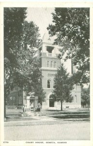 Seneca Kansas Court House B&W Postcard Postmarked 1935