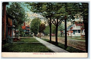 c1905 Jefferson Street Trees Salamanca New York NY Vintage Unposted Postcard 