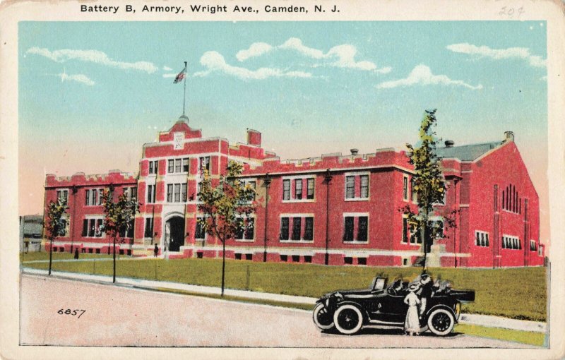 Postcard NJ Camden New Jersey-Battery B Armory, Wright Ave.-Antique c1915 (E1)