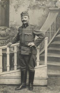 Military uniform studio portrait souvenir photo postcard ww1