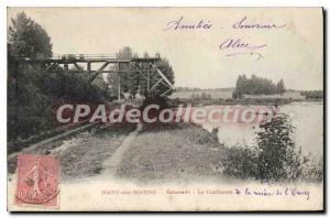 Old Postcard Mary sur Marne The Pier Coniluent