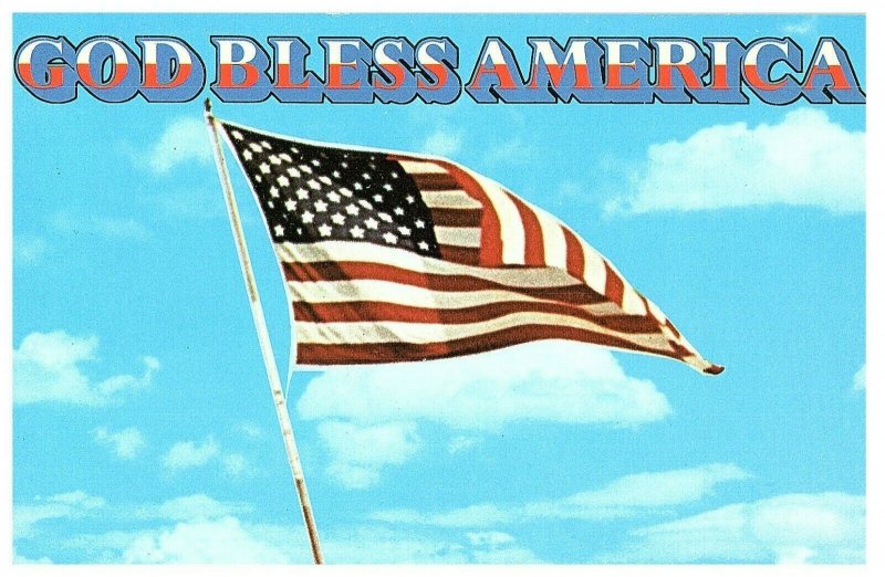 Lot 4 GOD BLESS AMERICA Flag Stars and Stripes Postcard