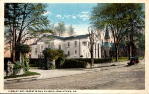 Pennsylvania Jenkintown Library and Presbyterian Church 1920 Curteich