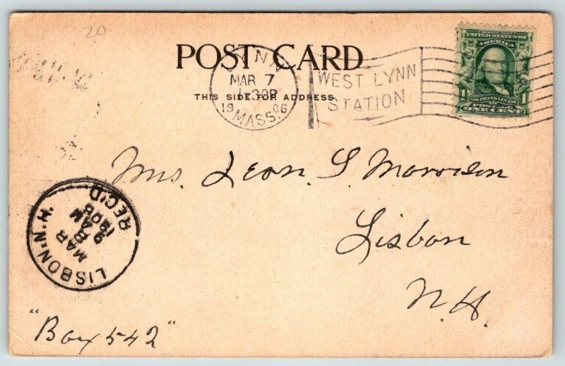 1906  Egg Rock & Lighthouse  Lynn  Massachusetts   Postcard