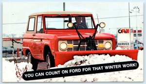 1969? FORD ADVERTISING ~ Snowplow Vehicles BRONCO, F-100, F-250  6x9 Postcard
