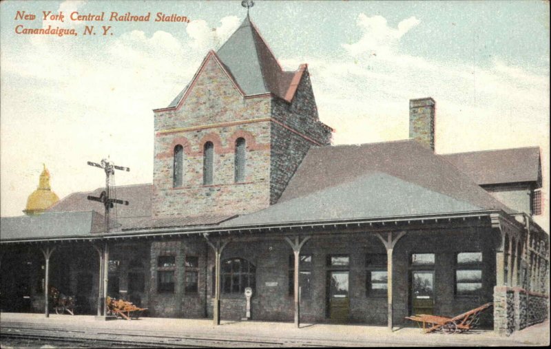 Canandaigua New York NY Central RR Train Station Depot c1910 Postcard