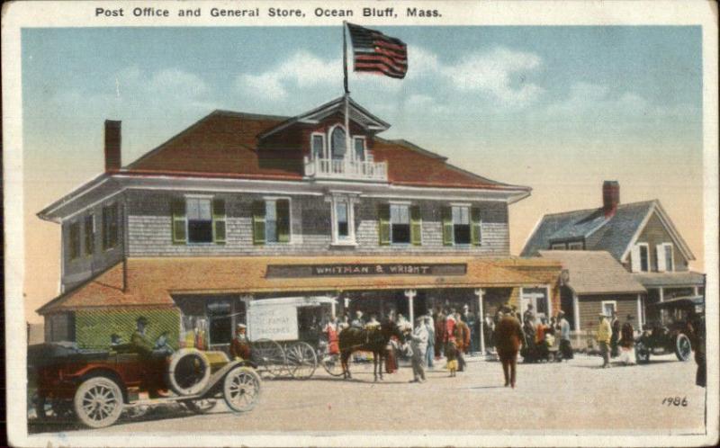 Ocean Bluff MA Post Office & General Store c1920 Postcard