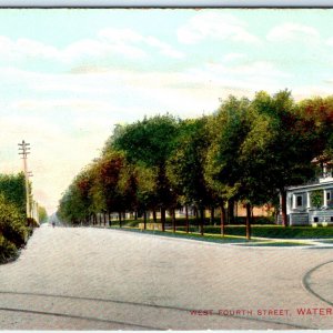 c1910s Waterloo, IA West Fourth Street 4th ST Litho Photo Postcard Residence A62