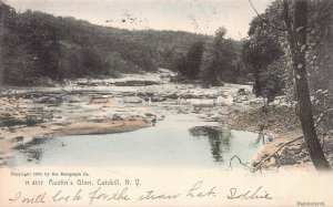 Austin's Glen, Catskill, New York,  Early Hand Colored Postcard, Used in 1907