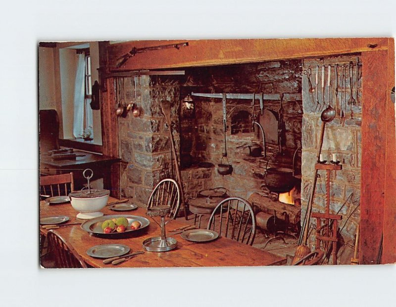 Postcard Interior view of the kitchen Landis Valley Farm Museum Pennsylvania USA