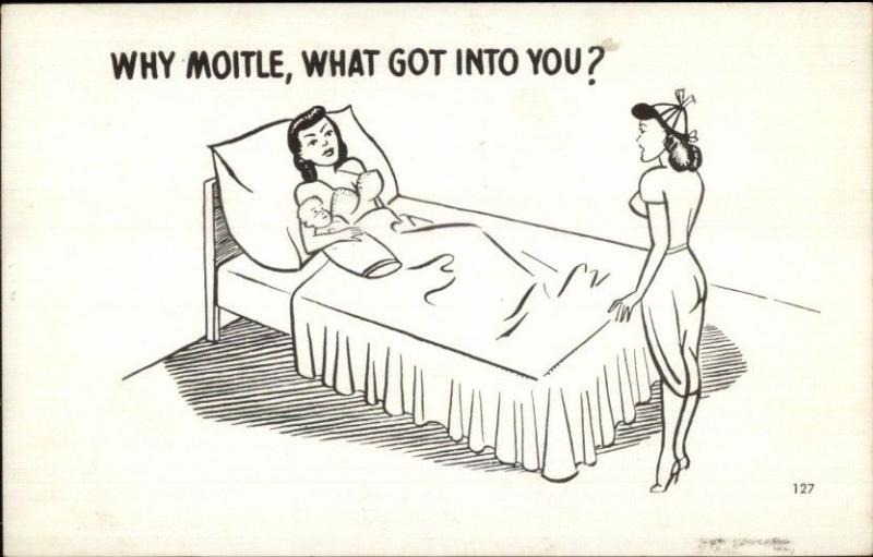 Sexy Nurse - Mother & Baby in Hospital - Sexual Innuendo Comic Postcard