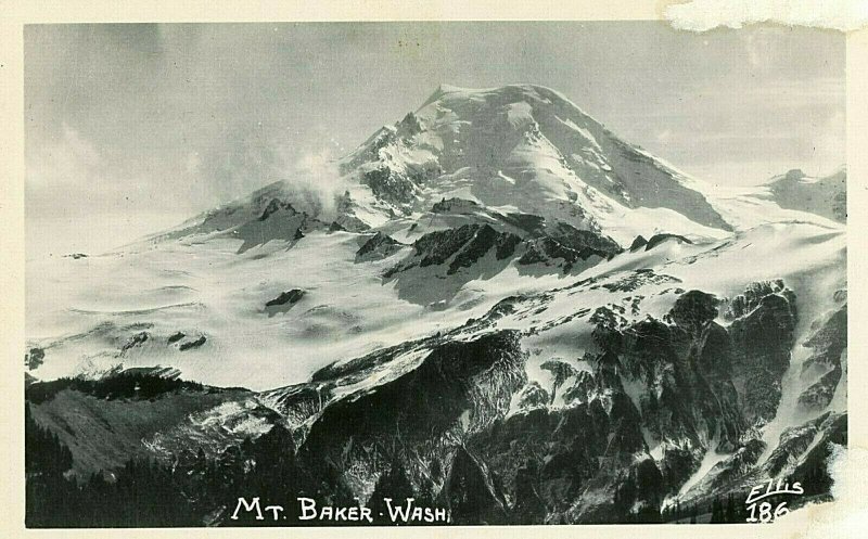 Postcard RPPC View of Scenic Snow Capped Mt. Baker in Washington.         P5