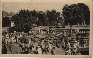 PC PAKISTAN, PESHAWAR, WHEAT MARKET, Vintage REAL PHOTO Postcard (b43416)