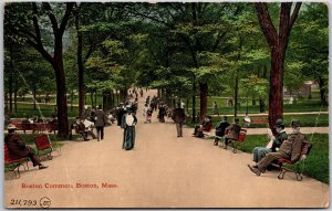 1910's Boston Common Massachusetts Recreation Area Shaded Bench Posted Postcard