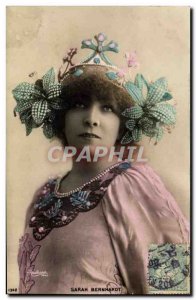 Postcard Old Woman Theater Sarah Bernhardt