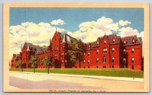 Lancaster Pennsylvania~St Josephs Hospital Exterior View~Vintage Linen Postcard