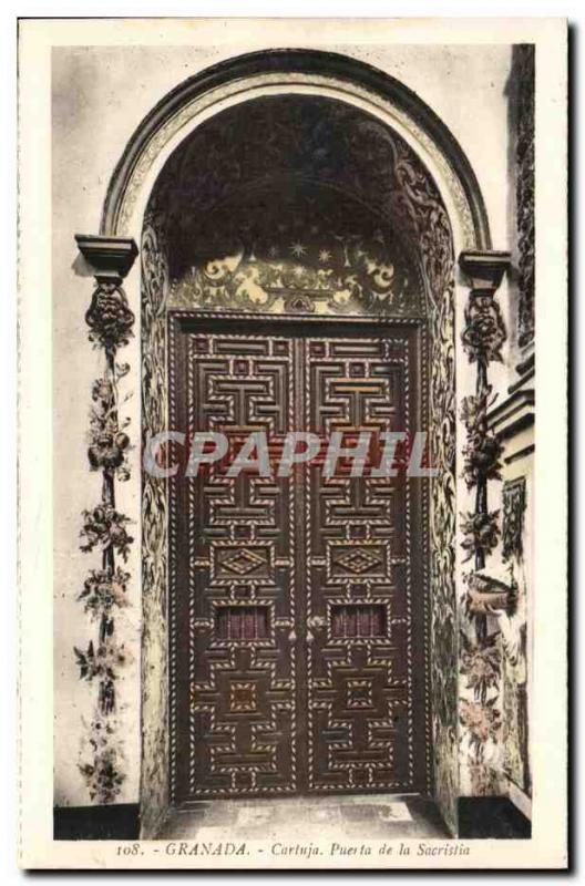 Postcard Old Granada Cartuja Puerta De La Sacristia