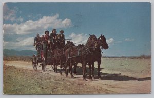 Transportation~Old Stagecoach of the West~Horses~Vintage Postcard
