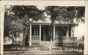 Hudson IA CW Bedford Residence c1910 Real Photo Postcard