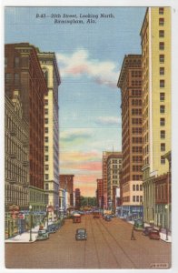 20th Street Birmingham Alabama 1952c linen postcard