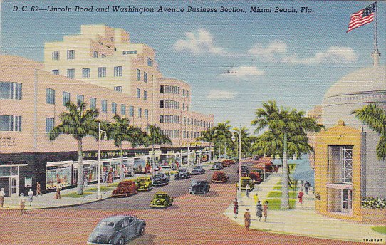 Florida Miami Beach Lincoln Road and Washington Avenue Business District Wool...