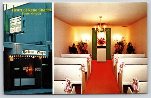 Nevada~Heart Of Reno Wedding Chapel Exterior & Interior Views~Vintage Postcard