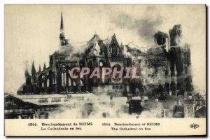 Old Postcard Bombardment From Reims Cathedral Fire In Army