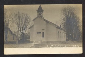 RPPC STRAUGHN INDIANA CHRISTIAN CHURCH BUILDING VINTAGE REAL PHOTO POSTCARD