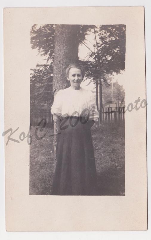 RPPC Woman in Garden by Tree Photo Azo Postcard A30