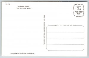 State Map~Pennsylvania~Keystone State~Vintage Postcard