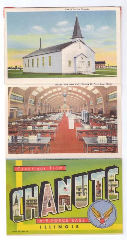 Military Chanute Air Force Base Postcard Large Letter Folder